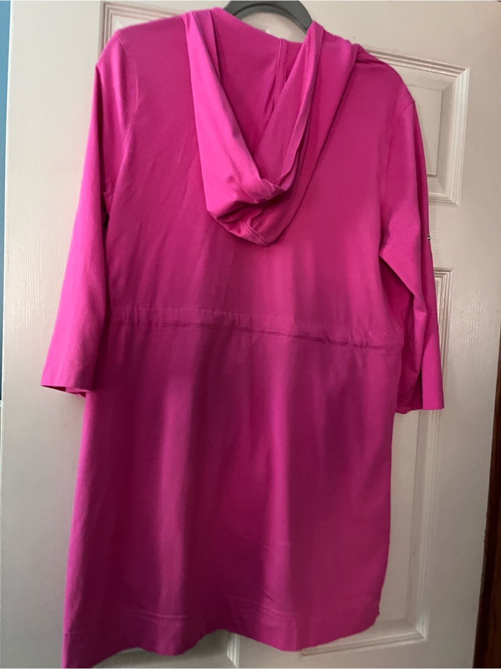 Lands' End Hot Pink Cotton zip up beach cover up medium